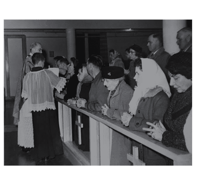 Communion Rail at Saint Gabriel Black and White